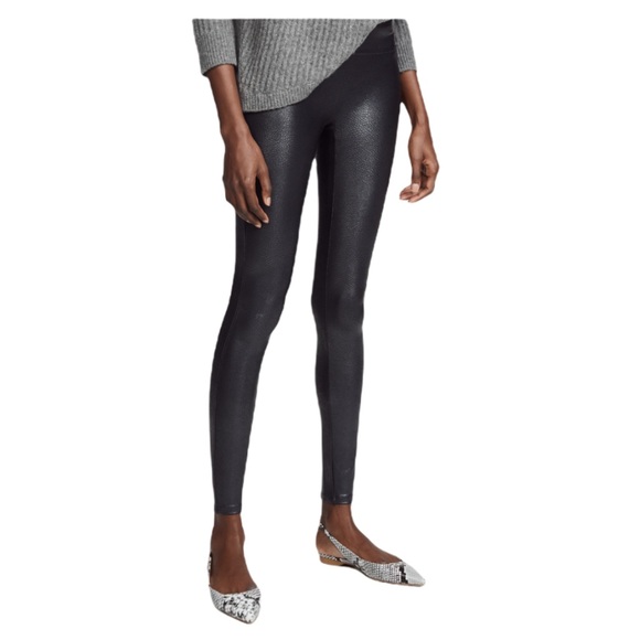 SPANX Faux Leather Leggings in Black Size Large - Picture 1 of 5